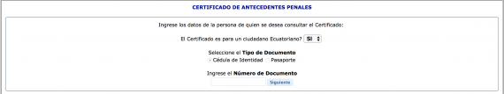 Certificado de Antecedentes Penales Ecuador